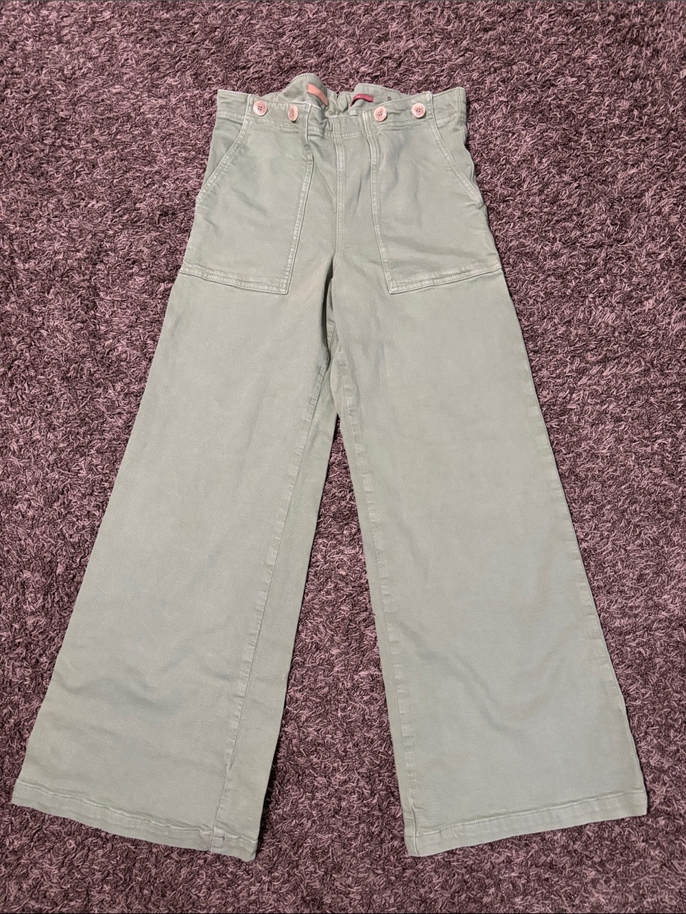Anthropologie Pilcro cropped wide-Leg Utility Pants in Sage Green